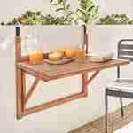 Tavolino in legno per balcone, rettangolare, pieghevole, regolabile in altezza Photo1