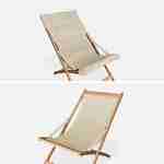 2er Set beigefarbene Liegestühle aus Eukalyptusholz, zusammenklappbar, gepolsterte Sitzfläche - Vigo Photo6