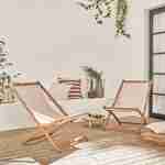 Set van 2 beige houten klapstoelen met gewatteerde zitting Photo2