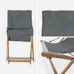 2er Set graue Liegestühle aus Eukalyptusholz, zusammenklappbar, gepolsterte Sitzfläche - Vigo Photo6