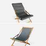 2er Set graue Liegestühle aus Eukalyptusholz, zusammenklappbar, gepolsterte Sitzfläche - Vigo Photo5