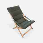 2er Set khaki Liegestühle aus Eukalyptusholz, zusammenklappbar, gepolsterte Sitzfläche - Vigo Photo4