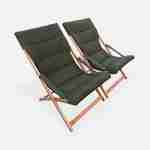2er Set khaki Liegestühle aus Eukalyptusholz, zusammenklappbar, gepolsterte Sitzfläche - Vigo Photo3