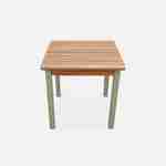 Mesa infantil de madera de acacia FSC, verde agua, para interior y exterior con 2 sillas Photo4
