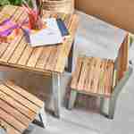 Kindertisch mit 2 Stühlen aus FSC-Akazienholz, graugrün, für drinnen und draußen mit 2 Stühlen Photo2