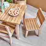 Mesa infantil de madera de acacia FSC, rosa, para interior y exterior, con 2 sillas Photo2