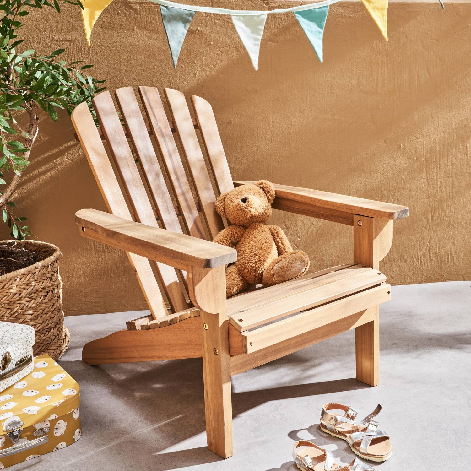 Adirondack acacia wood armchair for children, light teak colour Photo1