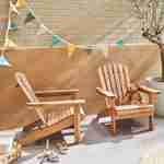 Lot de 2 fauteuils en bois d'acacia Adirondack pour enfant, salon de jardin enfant couleur teck clair  Photo2