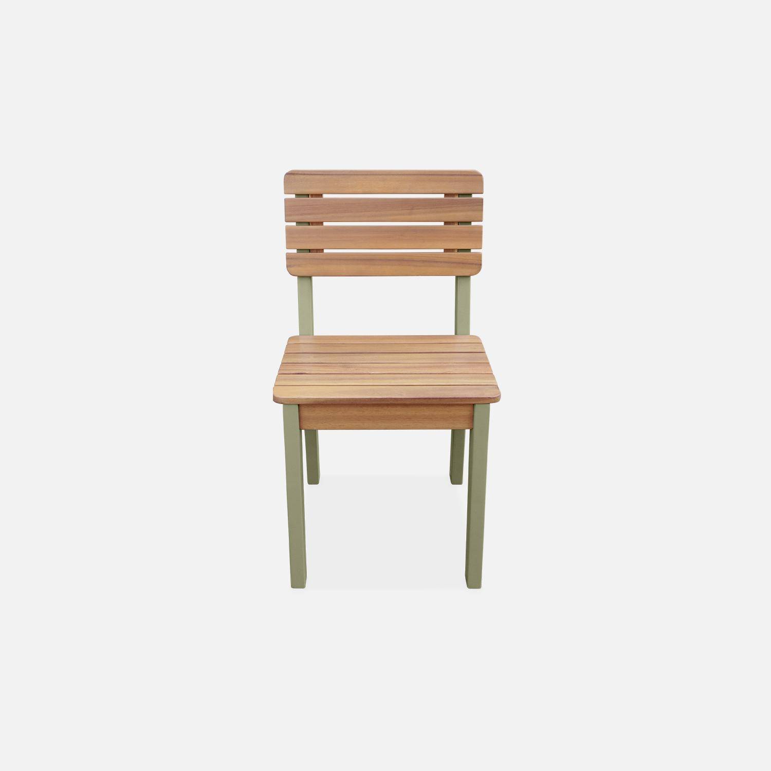  2er-Set Kinderstühle aus FSC-Akazienholz, graugrün für innen / außen,sweeek,Photo6