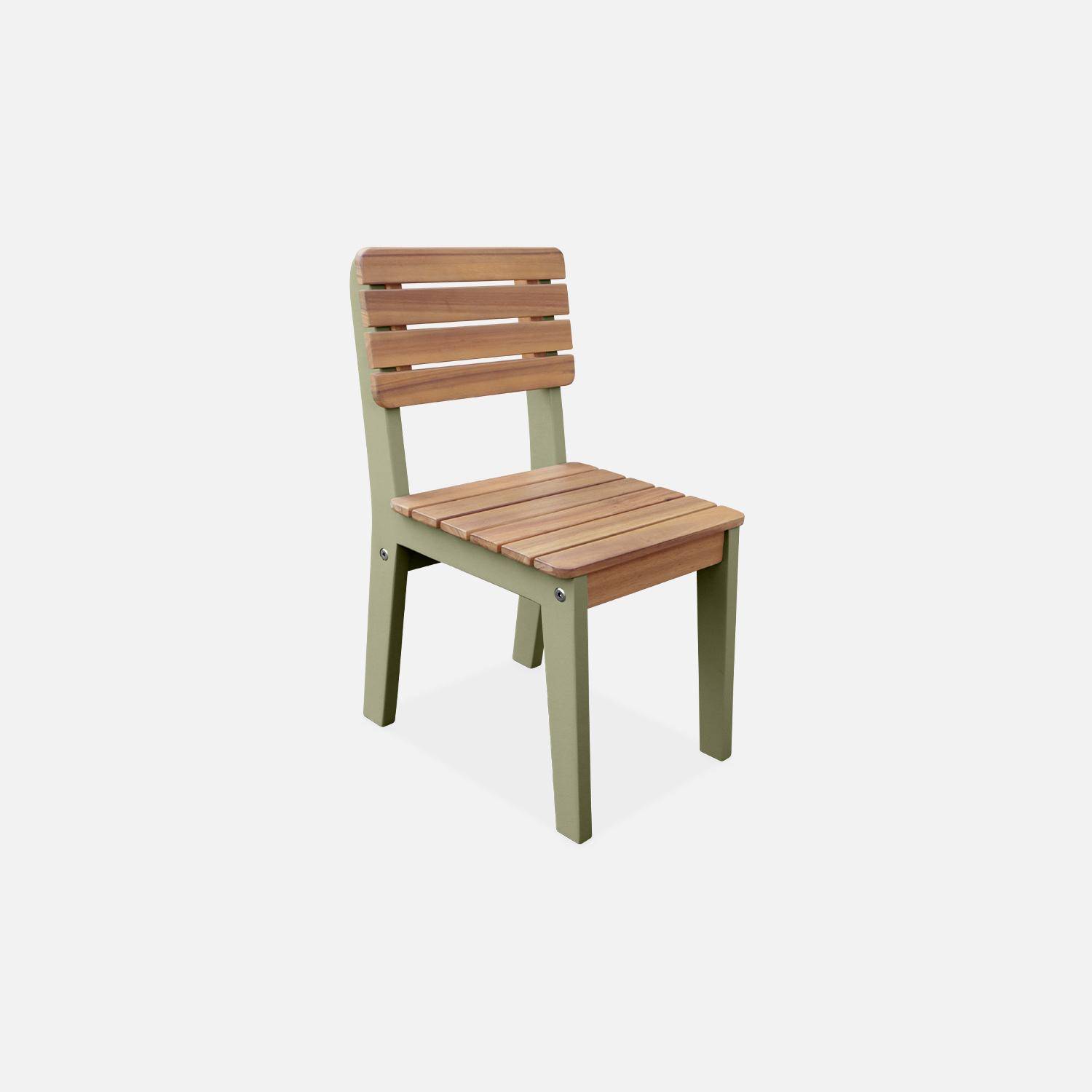  Lote de 2 sillas infantiles de madera de acacia FSC, verdigris, interior/exterior Photo5