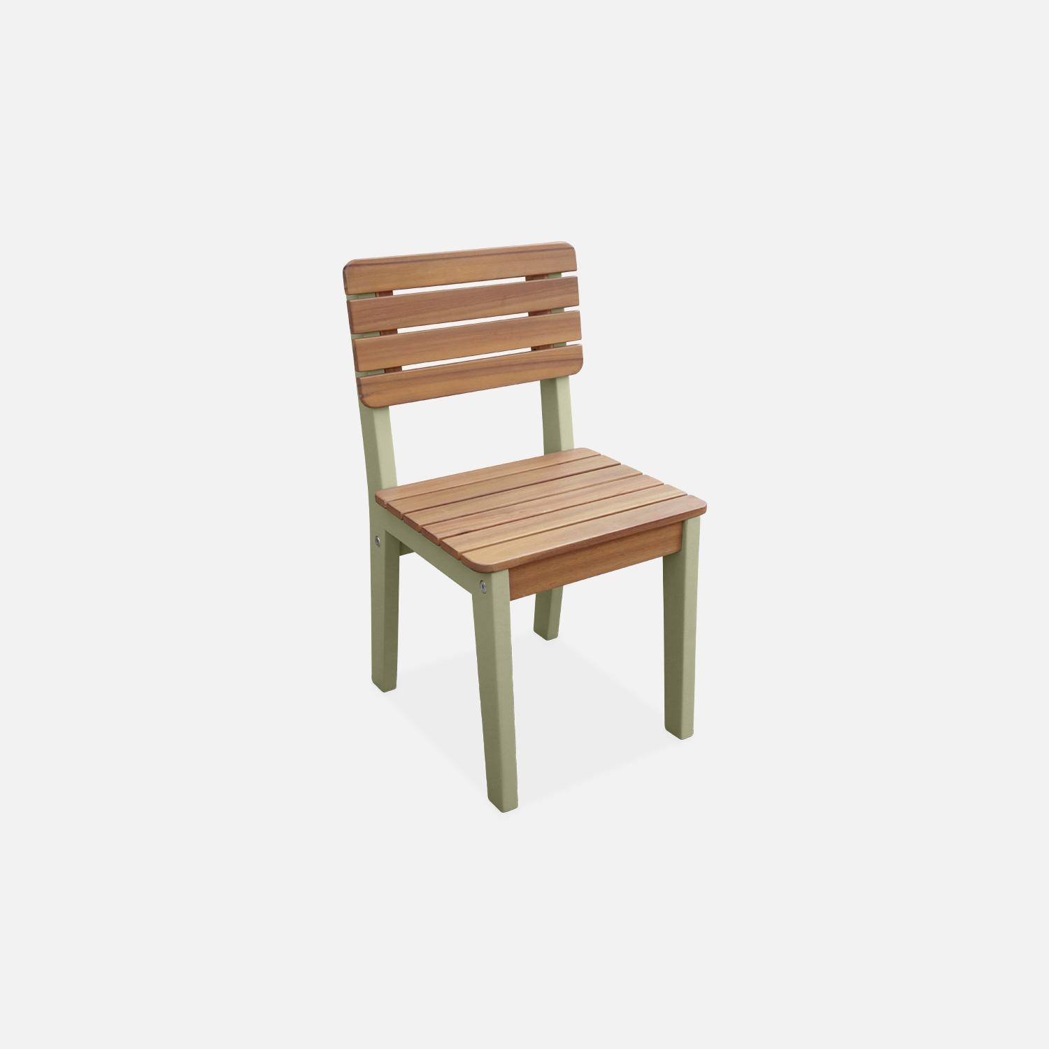  Lote de 2 sillas infantiles de madera de acacia FSC, verdigris, interior/exterior Photo4