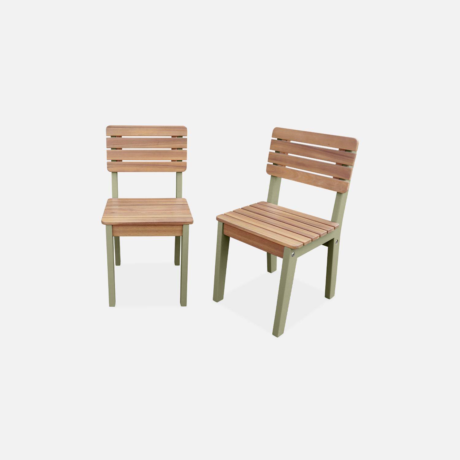 Lote de 2 sillas infantiles de madera de acacia FSC, verdigris, interior/exterior,sweeek,Photo3