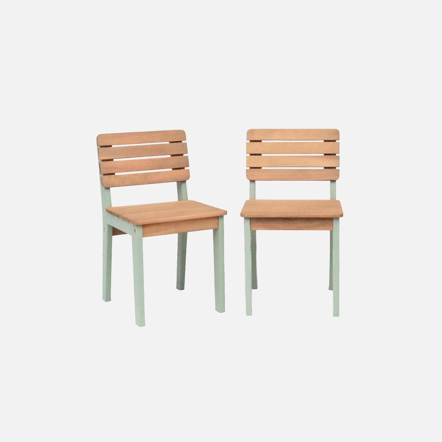 Set of 2 children's wooden chair, Caroline, Sage Green, 29x31.5x53 cm,sweeek,Photo2
