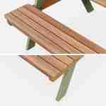 Picknicktisch aus hellem Akazienholz für Kinder, 2 Sitzplätze, naturfarben und graugrün Photo5