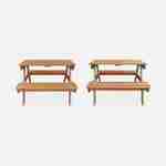 Acacia wood picnic table for children, 2 places, light teak and pink colour Photo6