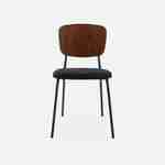 Lot de 2 chaises assise bouclette texturée noire, dossier bois de peuplier courbé, pieds en métal noir mat Photo4