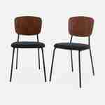 Lot de 2 chaises assise bouclette texturée noire, dossier bois de peuplier courbé, pieds en métal noir mat Photo2