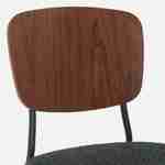 Lot de 2 chaises assise bouclette texturée noire, dossier bois de peuplier courbé, pieds en métal noir mat Photo6
