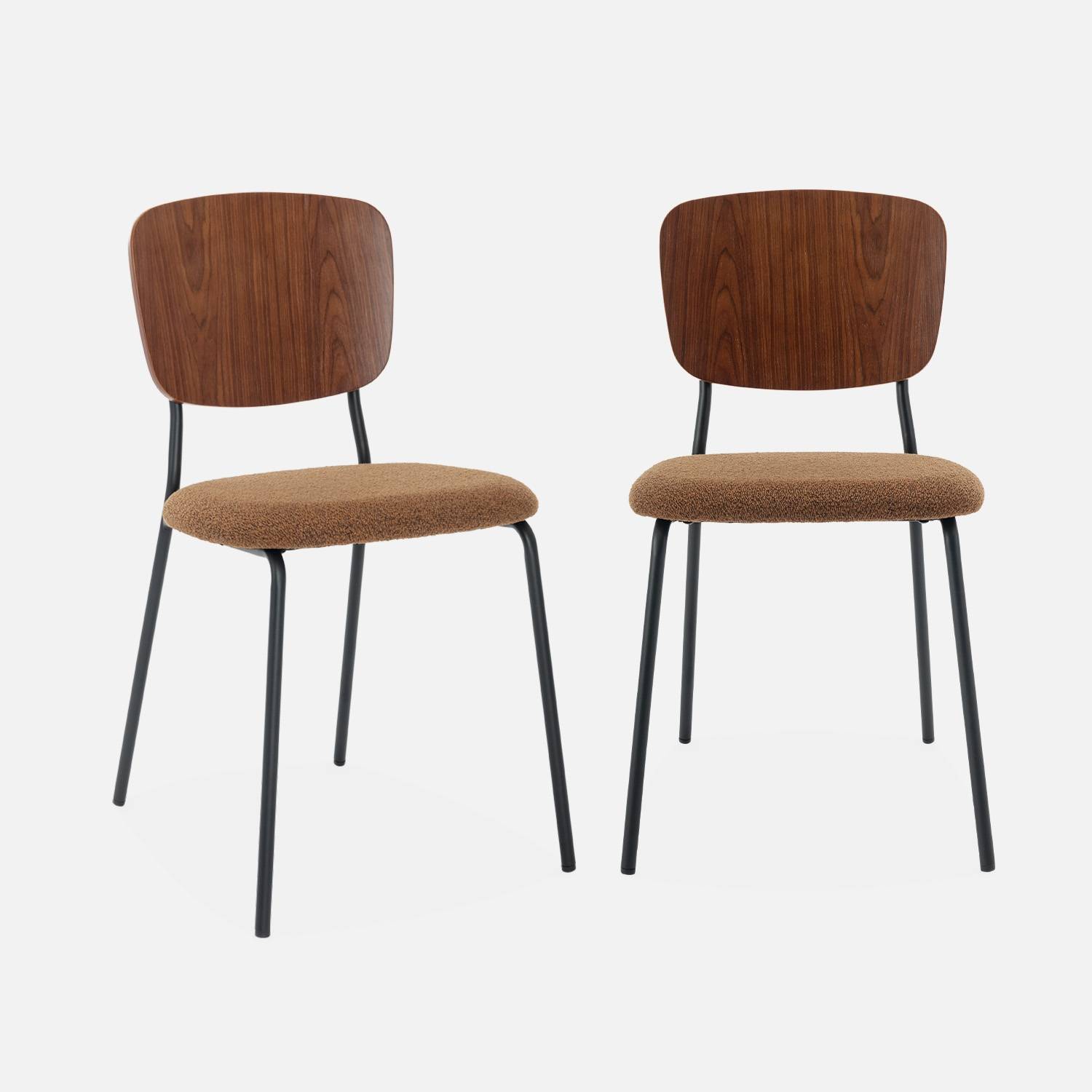 Set van 2 mosterdkleurige bouclé stoelen