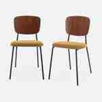 2er Set Stühle mit strukturiertem Bouclé-Sitz in senfgelb, Rückenlehne aus gebogenem Pappelholz, Beine aus mattschwarzem Metall Photo3