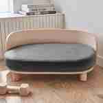 Donkergrijs mandje, houten bed, Filou, B40 x D64 x H26cm Photo1