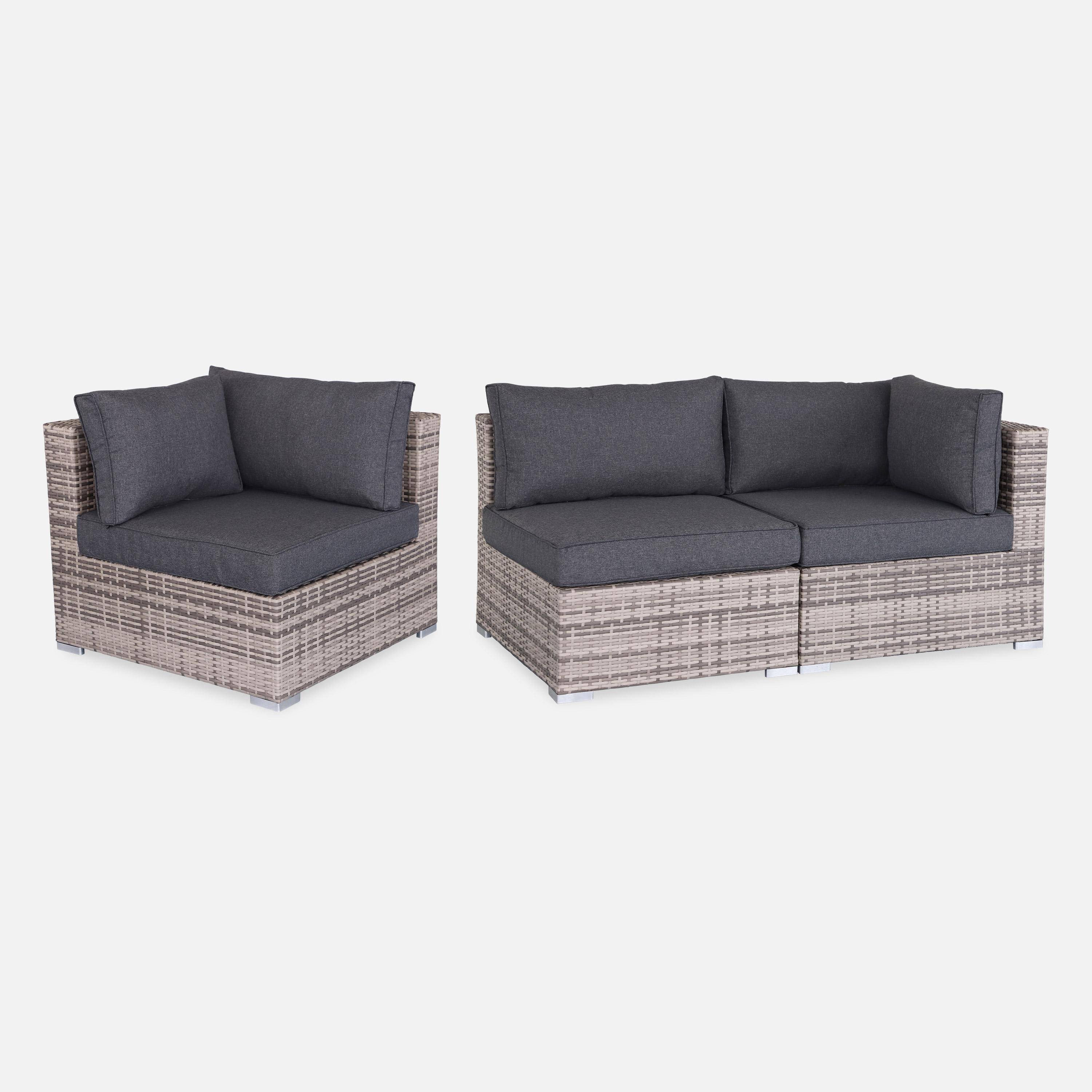 Ready assembled 14-seater premium polyrattan corner garden sofa set with coffee table, Grey,sweeek,Photo4