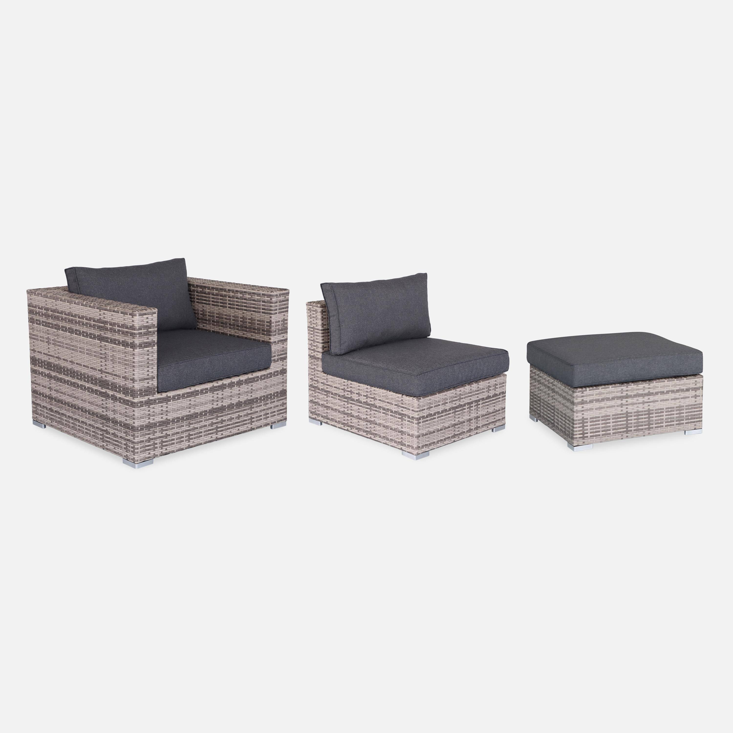 Ready assembled 14-seater premium polyrattan corner garden sofa set with coffee table, Grey,sweeek,Photo3