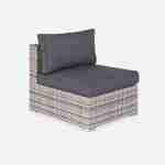 Ready assembled 5-seater polyrattan corner garden sofa set - sofa, coffee table - Napoli - Mixed Grey rattan, Grey cushions Photo3