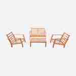 Salon de jardin en bois 4 places Coussins Savane, canapé, fauteuils et table basse en acacia, design Photo5