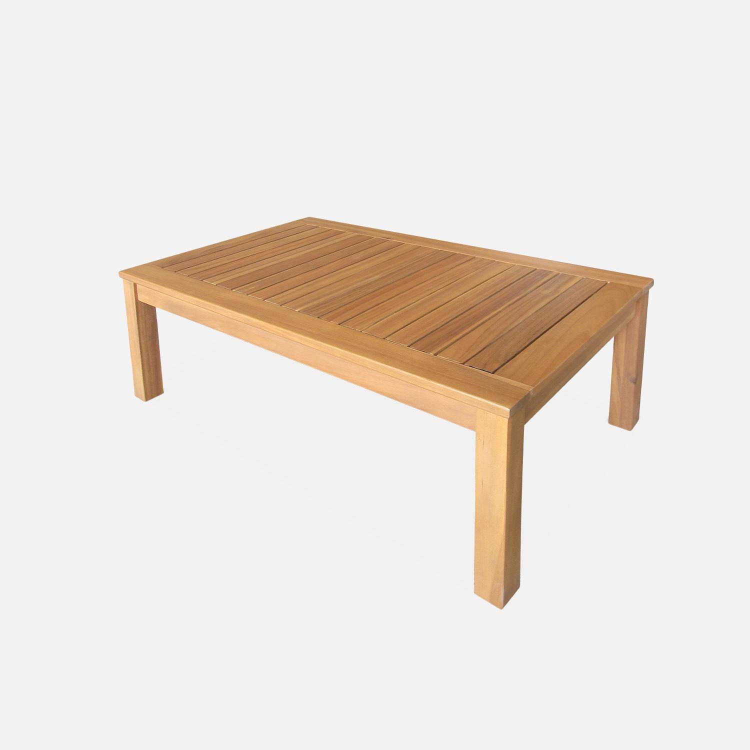 4-osobowy drewniany zestaw mebli ogrodowych - Ushuaïa - poduszki Khaki, sofa, fotele i stolik kawowy z drewna akacjowego,sweeek,Photo8