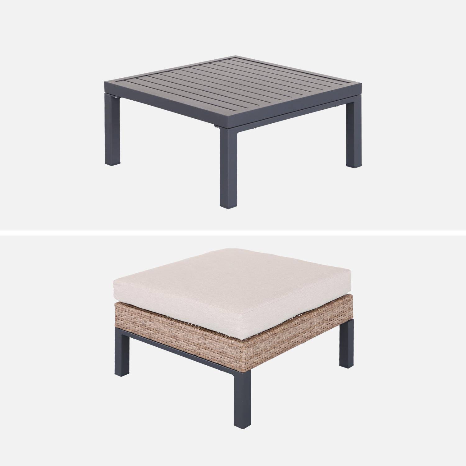 Gartenlounge-Set, Aluminium und Polyrattan, 5 Sitzplätze, beige. L 68 x T 74 x H 63 / 76 cm - Velletri,sweeek,Photo10