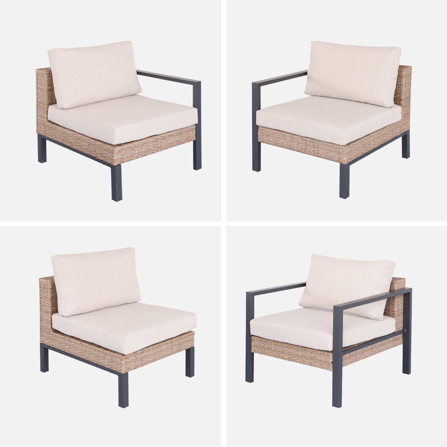 Gartenlounge-Set, Aluminium und Polyrattan, 5 Sitzplätze, beige. L 68 x T 74 x H 63 / 76 cm - Velletri,sweeek,Photo9