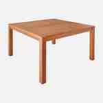 Table de jardin carrée, en bois d'eucalyptus FSC, avec trou de parasol, 8 places 140x140cm Photo7
