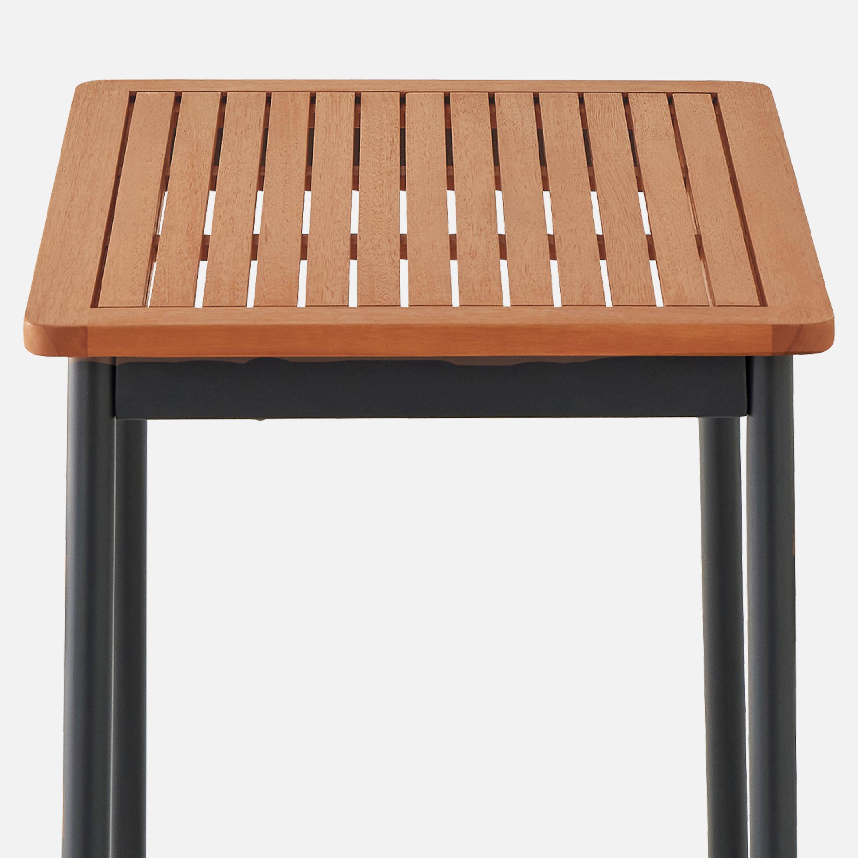 Set complet table de bar extérieur + 2 tabouret bois d'eucalyptus FSC couleur anthracite anticorrosion IPIRA,sweeek,Photo7