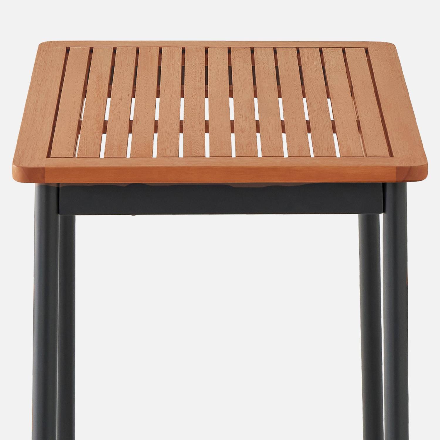 Set complet table de bar extérieur + 2 tabouret bois d'eucalyptus FSC couleur anthracite anticorrosion IPIRA Photo7