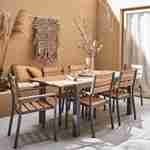 Complete tuinset, vlinder uitschuifbare tuintafel, 150/195cm, antraciet + 6 stapelbare fauteuils, eucalyptushout en aluminium frame Photo2