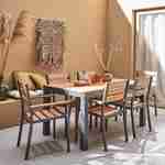 Set complet tables de jardin extensible papillon 150/195cm anthracite + 6 fauteuils empilables, bois d'eucalyptus et structure aluminium Photo1
