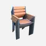 Set complet tables de jardin extensible papillon 150/195cm anthracite + 6 fauteuils empilables, bois d'eucalyptus et structure aluminium Photo9