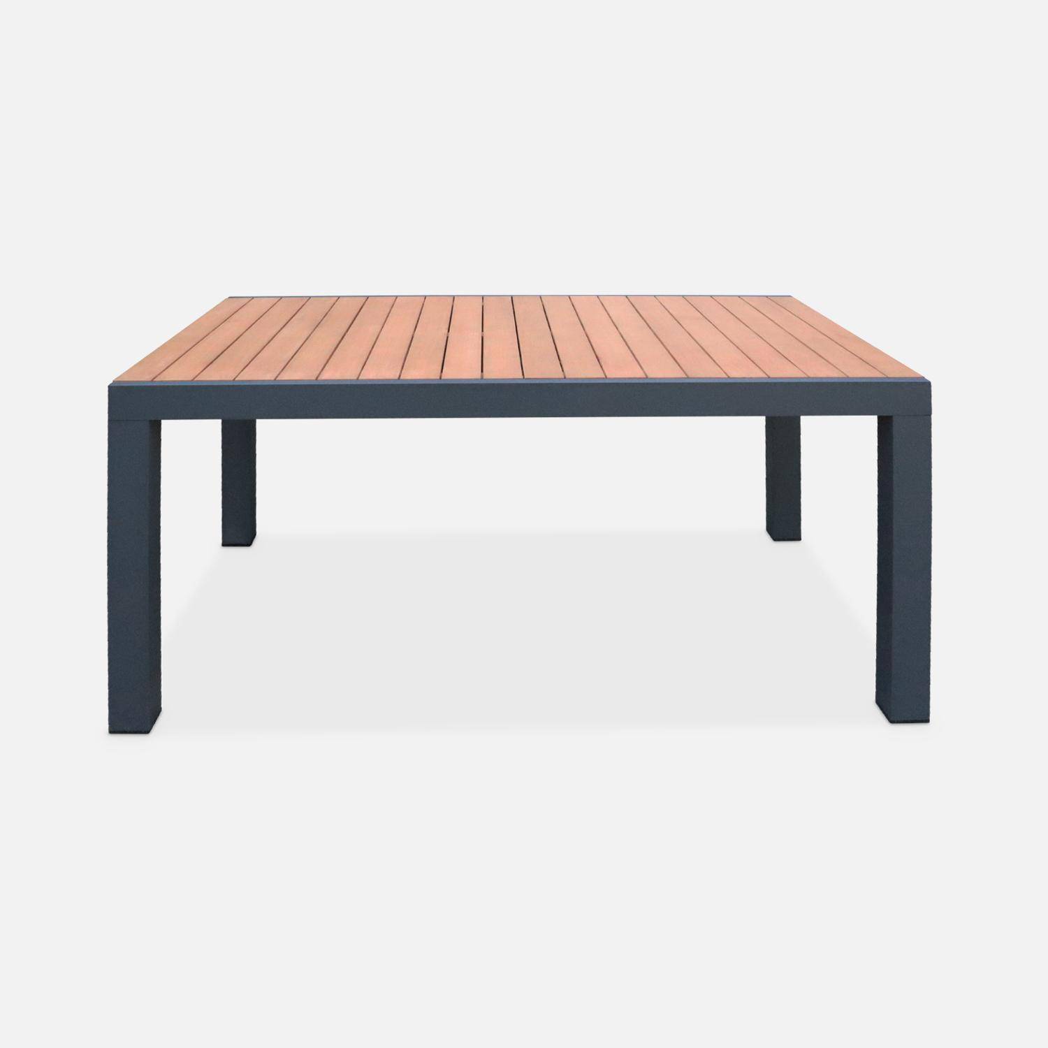 Set complet tables de jardin extensible papillon 150/195cm anthracite + 6 fauteuils empilables, bois d'eucalyptus et structure aluminium Photo7