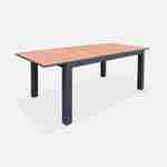 Set complet tables de jardin extensible papillon 150/195cm anthracite + 6 fauteuils empilables, bois d'eucalyptus et structure aluminium Photo6