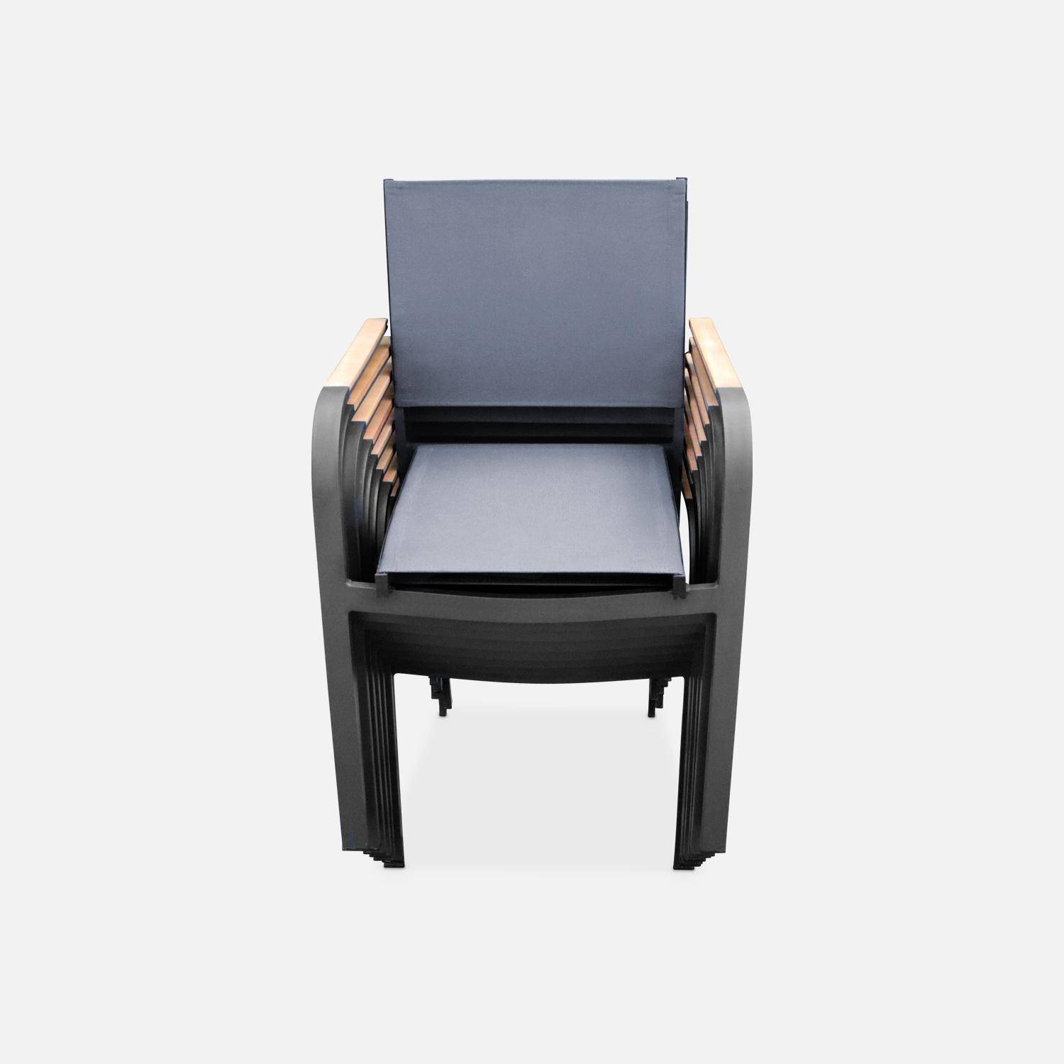 Table de jardin bois d'eucalyptus et aluminium + 8 assises SAMANA 190/254.4 x 93.5 x 76cm + 8 fauteuils couleurs bois clair anthracite, bois d'eucalyptus Photo7