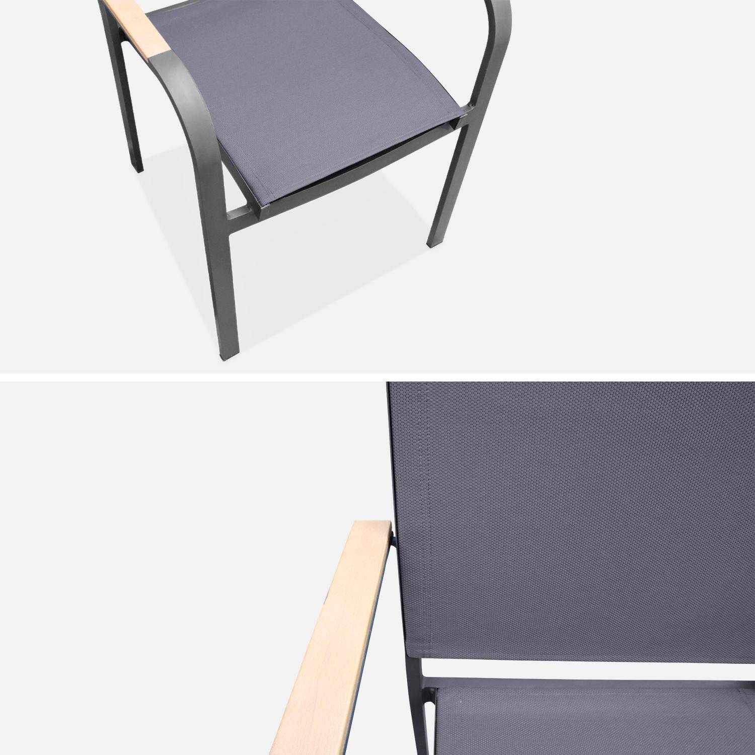 Table de jardin bois d'eucalyptus et aluminium + 8 assises SAMANA 190/254.4 x 93.5 x 76cm + 8 fauteuils couleurs bois clair anthracite, bois d'eucalyptus Photo8