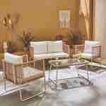 Set di mobili da giardino in corda e acciaio zincato, tavolino in vetro temperato, 4 posti a sedere Photo1