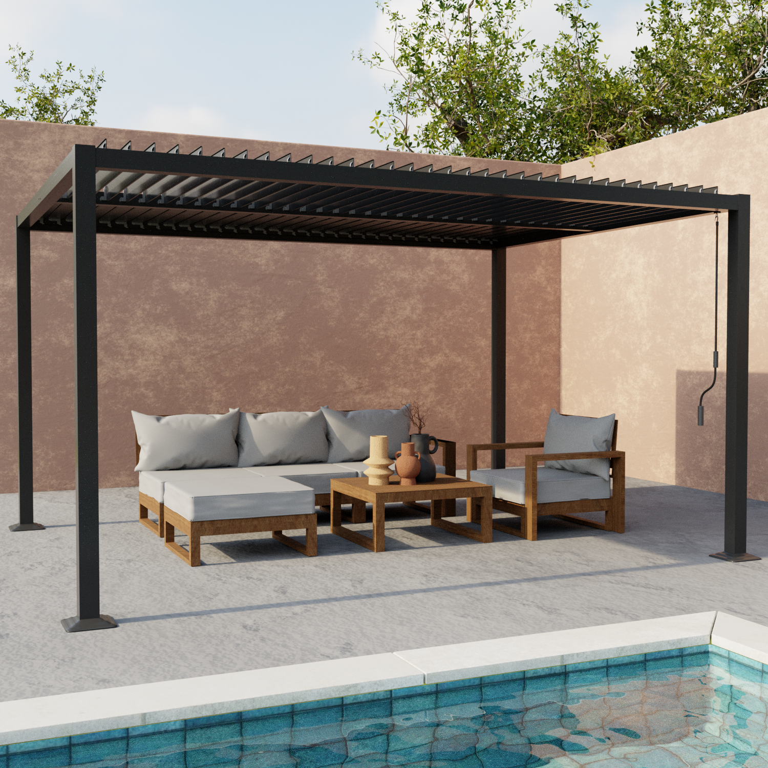 Pergola bioclimatica 3x4m in alluminio e acciaio Photo2