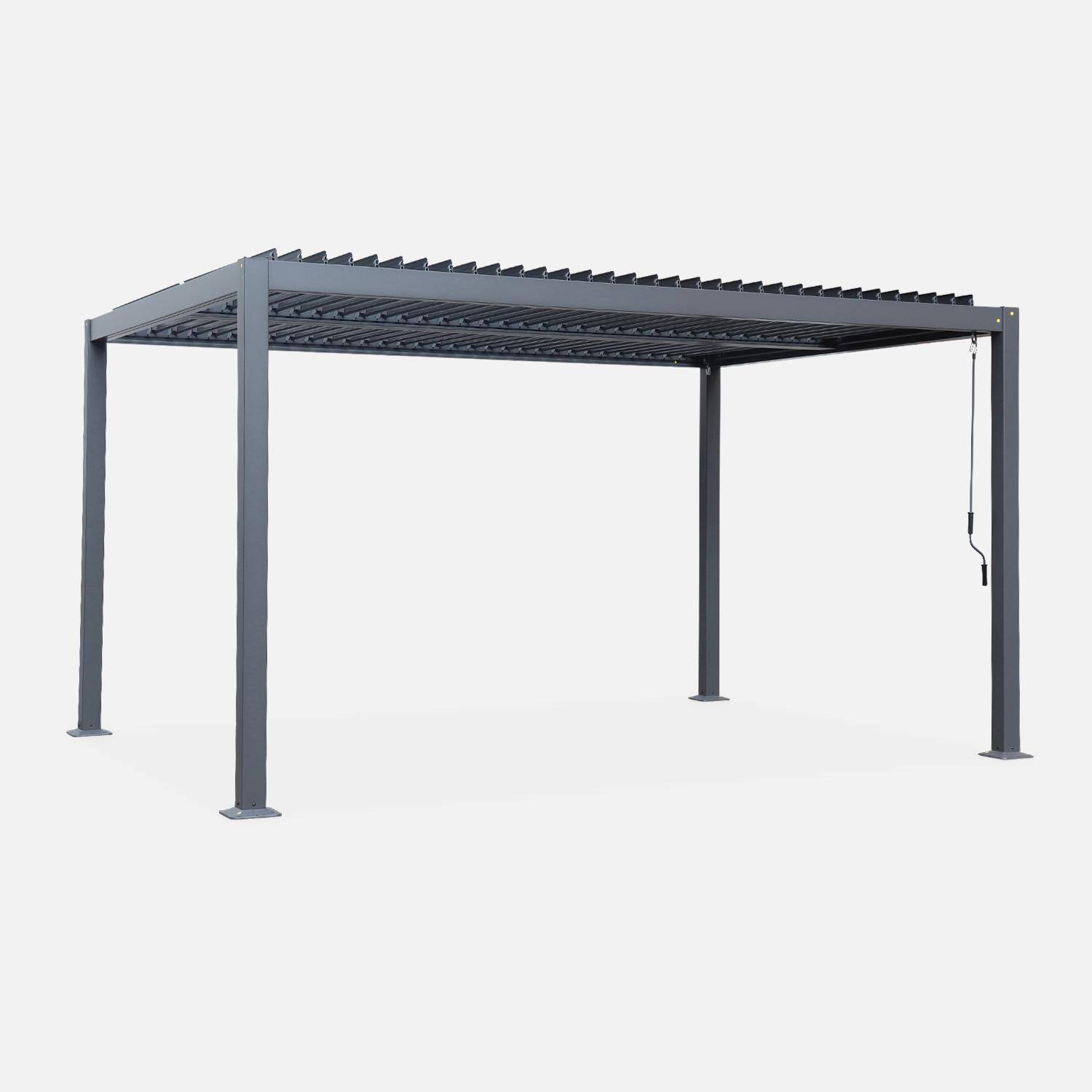 Pergola met lamellendak, staal en alminium, verstelbare lamellen, 3x4m antraciet - Palace,sweeek,Photo7
