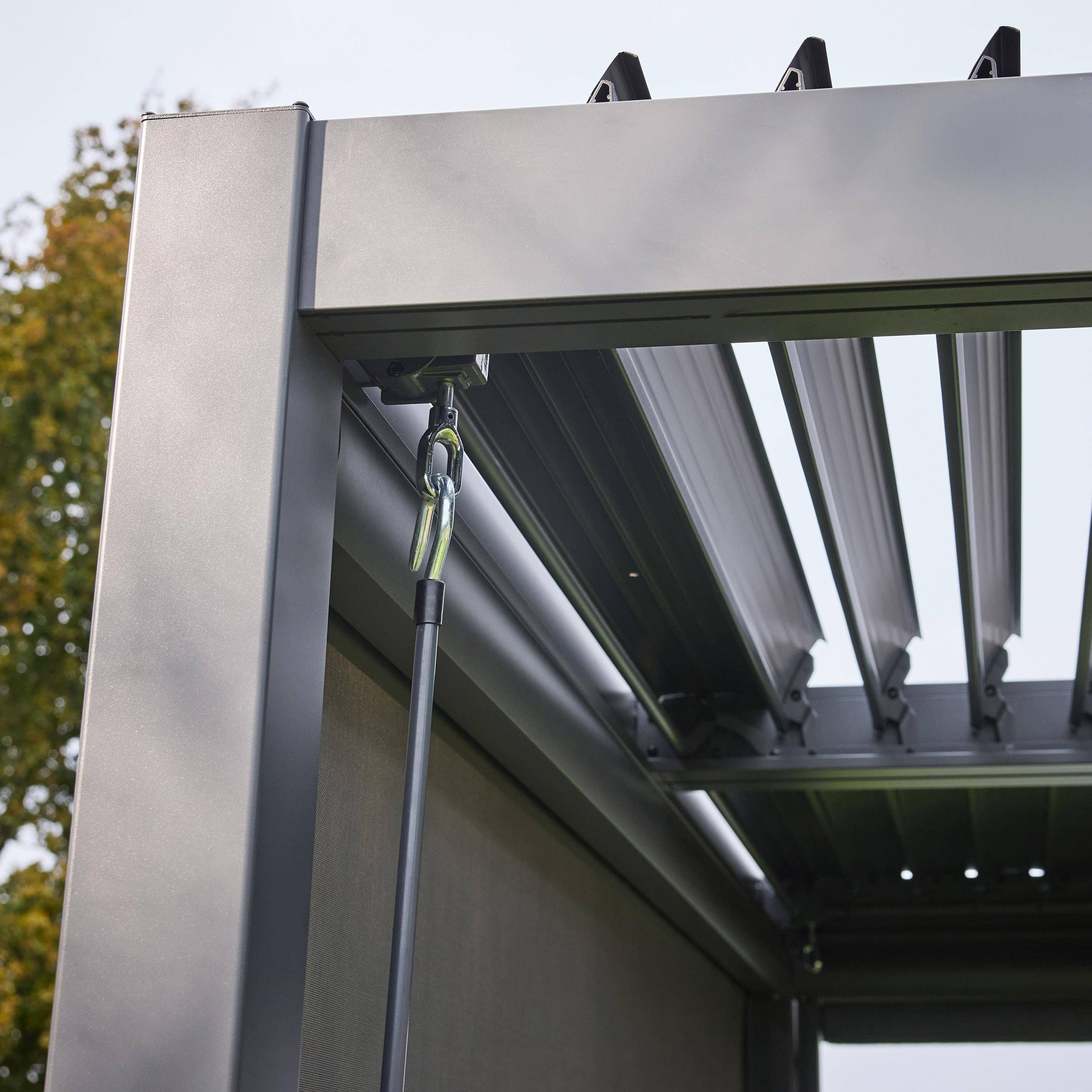 Pérgola bioclimática 3x4m de aluminio y acero con lamas orientables Antracita - 392x292x211 cm Photo4