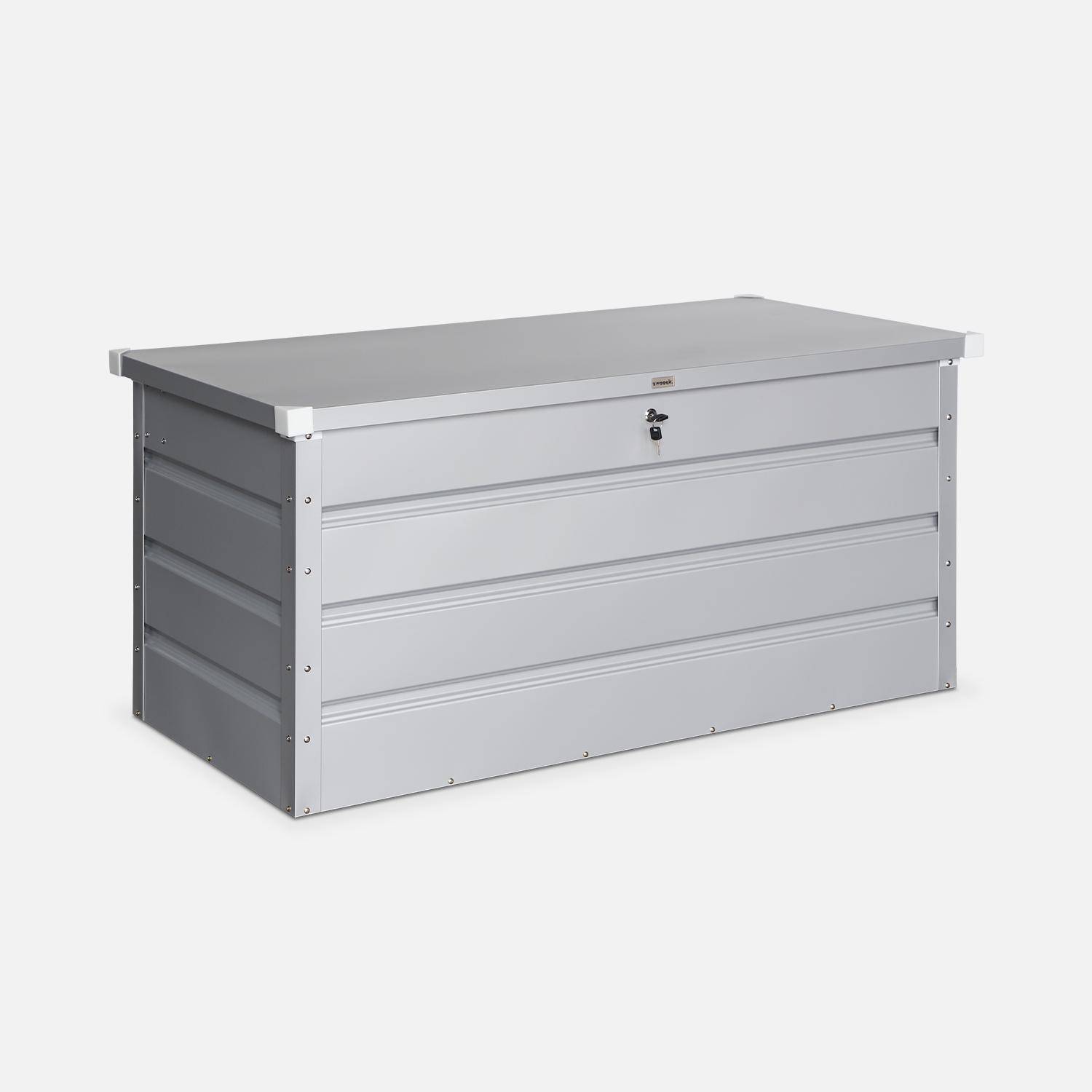 Coffre de jardin en métal - DETROIT- 385L gris aluminium,sweeek,Photo4