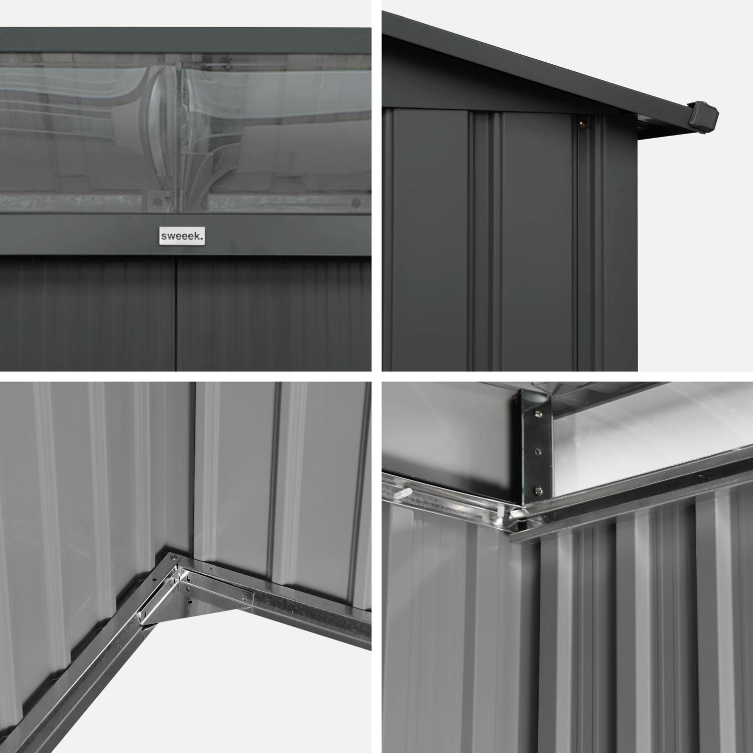 Casetta da giardino in metallo 4,85m2 con lucernario, Audomarois, Antracite, 261x181x186 cm Photo5