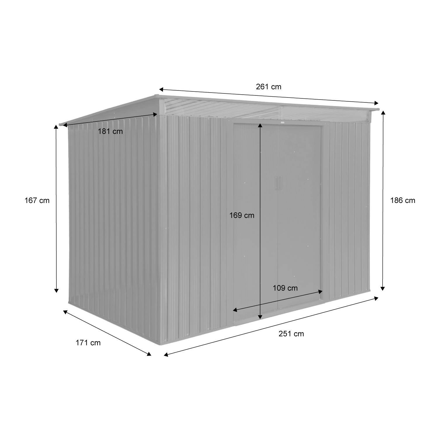 Metal garden shed 4.85m2 with skylight, charcoal grey