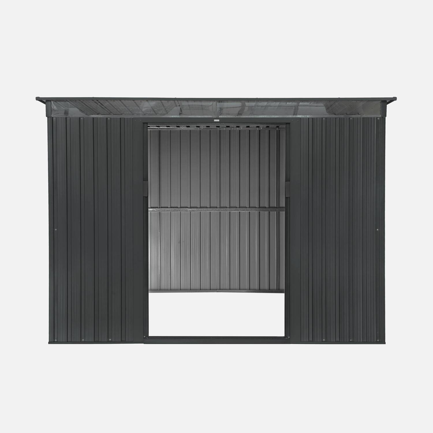 Casetta da giardino in metallo 4,85m2 con lucernario, Audomarois, Antracite, 261x181x186 cm Photo4